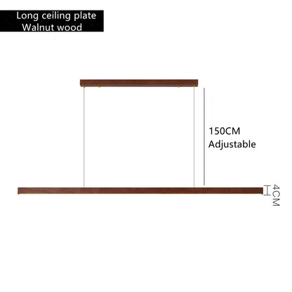 DecorBites™ Dimmable Wooden Pendant Lamp: Long Strip Minimalist Hanging Indoor Lighting