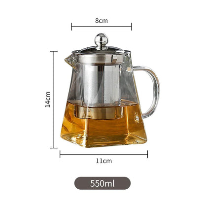 DecorBites™ Glass Tea Pot with Stainless Steel Infuser