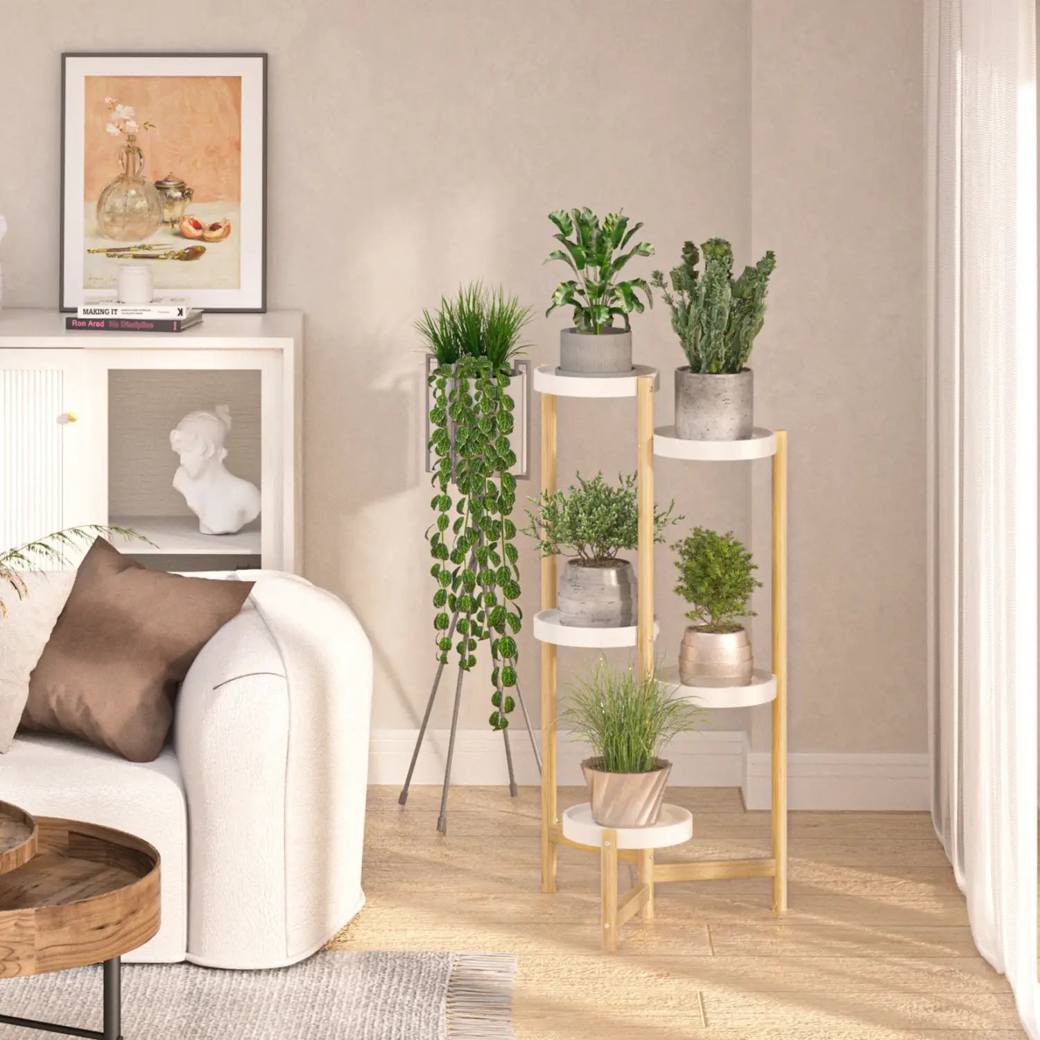 Decorbites™ 5-stufige Bambus-Pflanzenständer für Innen- und Außenbereich