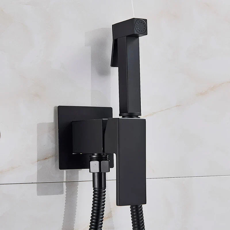 DecorBites™ Bidet Shower Faucet Set: Matte Black Brass Hygienic Spray Tap with Hot/Cold Mixer