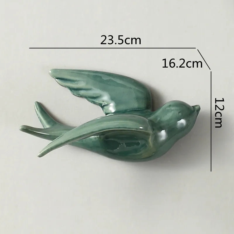 DecorBites™ Flying Bird Ceramic Wall Ornament Simulation Room Decoration Indoor Accent