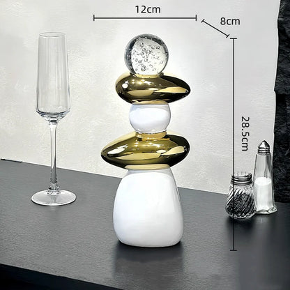 DecorBites™ Decorative Crystal Ball Statue Figurines for Home Decor - Geometric Stone Pile
