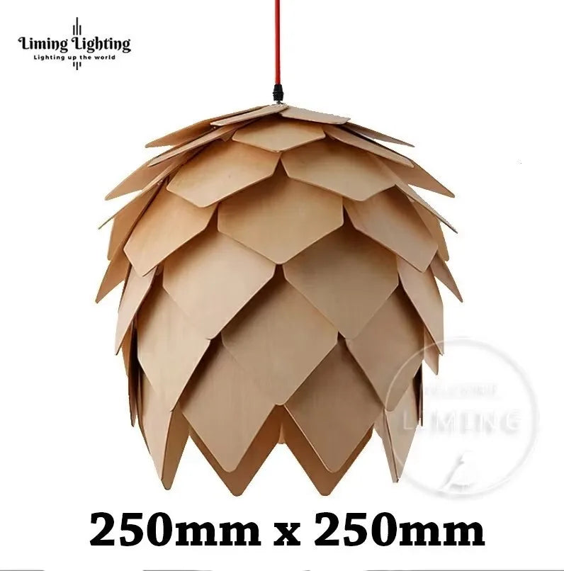 Nordic Pinecone Oak Wood Pendant Light