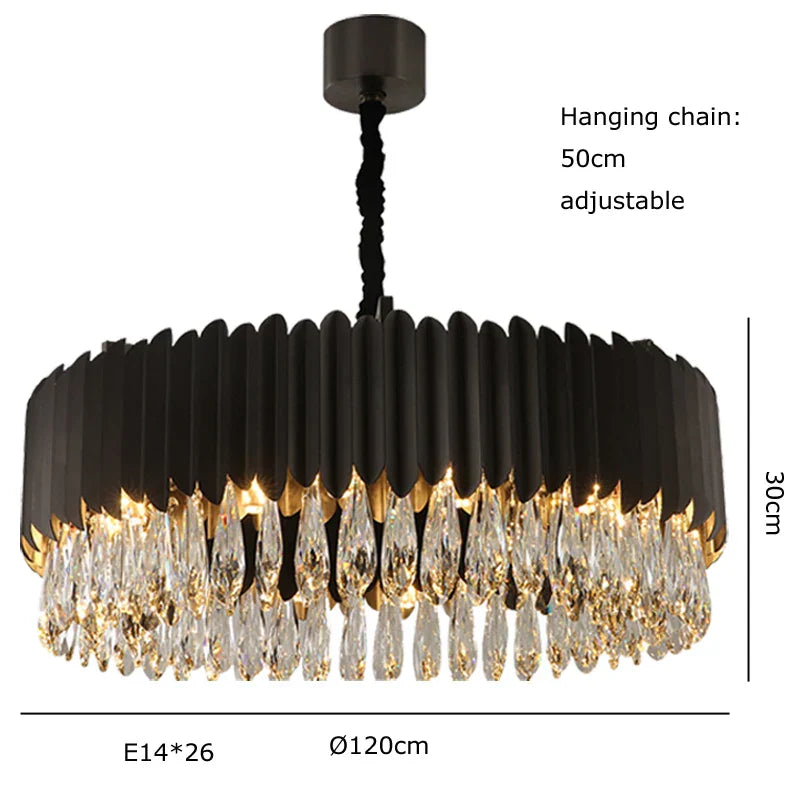 Lámpara colgante de cristal dorado en forma de gota de agua Decorbites™ - Lámpara de suspensión negra