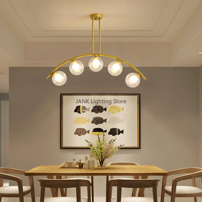 DecorBites™ Gold Glass Ball LED Chandelier for Modern Minimal Decor in Kitchen, Bedroom