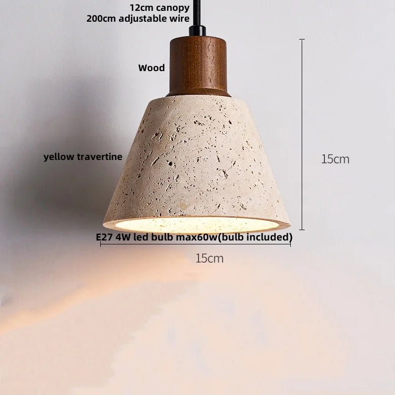 Aluminum LED Pendant Light Travertine E27 Base