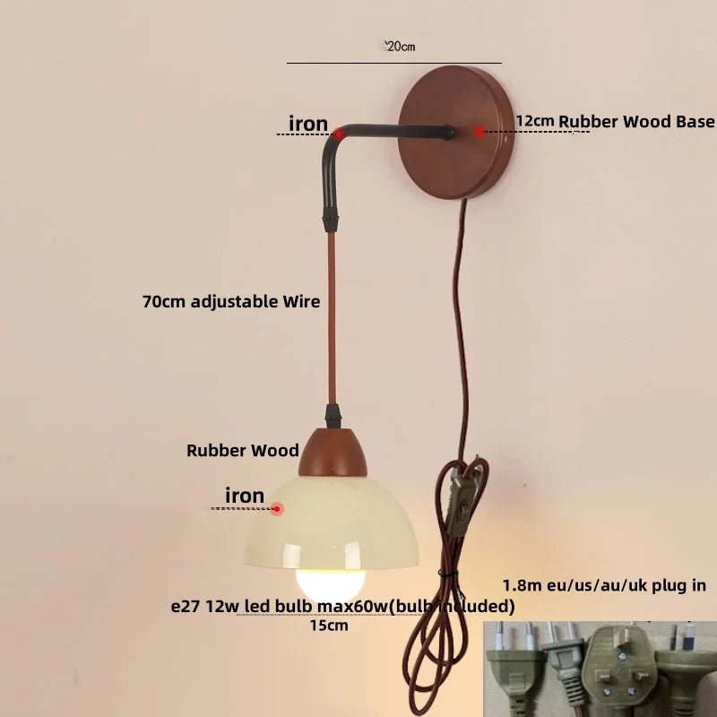 وحدة إضاءة حائط LED قابلة للتعديل من DecorBites™ بقاعدة خشبية من السيراميك للديكور المنزلي