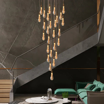 DecorBites™ Gold Crystal Chandelier for Modern Living, Dining & Stair Lighting