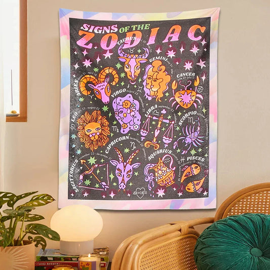 Decobites Zodiac Constellation Blanket: Celestial Starry Sky Wall Hanging & Throw