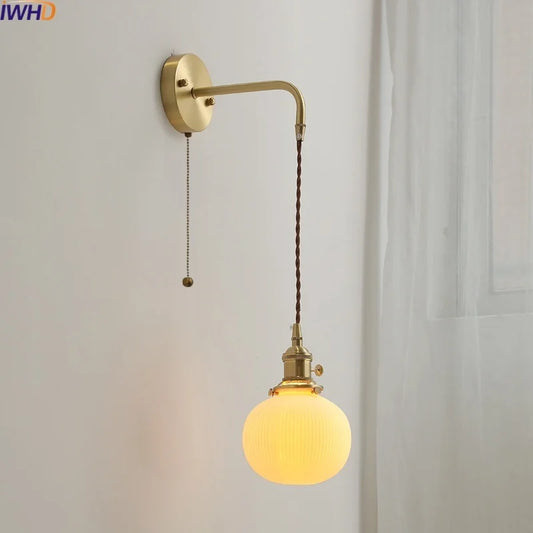 DecorBites™ Ceramic Copper LED Wall Lamp with Pull Chain Switch for Modern Style Interiors