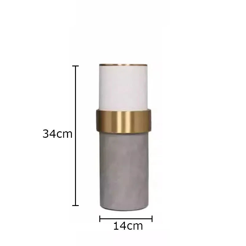 DecorBites™ Gold Cylinder Vase Leather Desk Decor Artificial Flower Arrangement