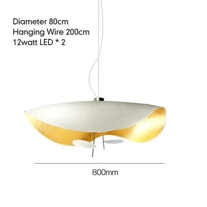 DecorBites™ Lederam Manta Pendant: Industrial Black & Gold Ceiling Light with Lotus Leaf Design