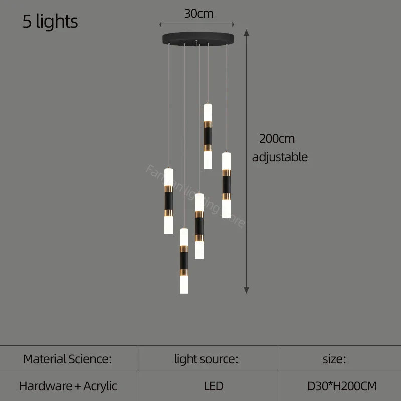 Lámpara de araña LED DecorBites™ para escalera, mesa de comedor o cocina. Lámpara de araña acrílica.