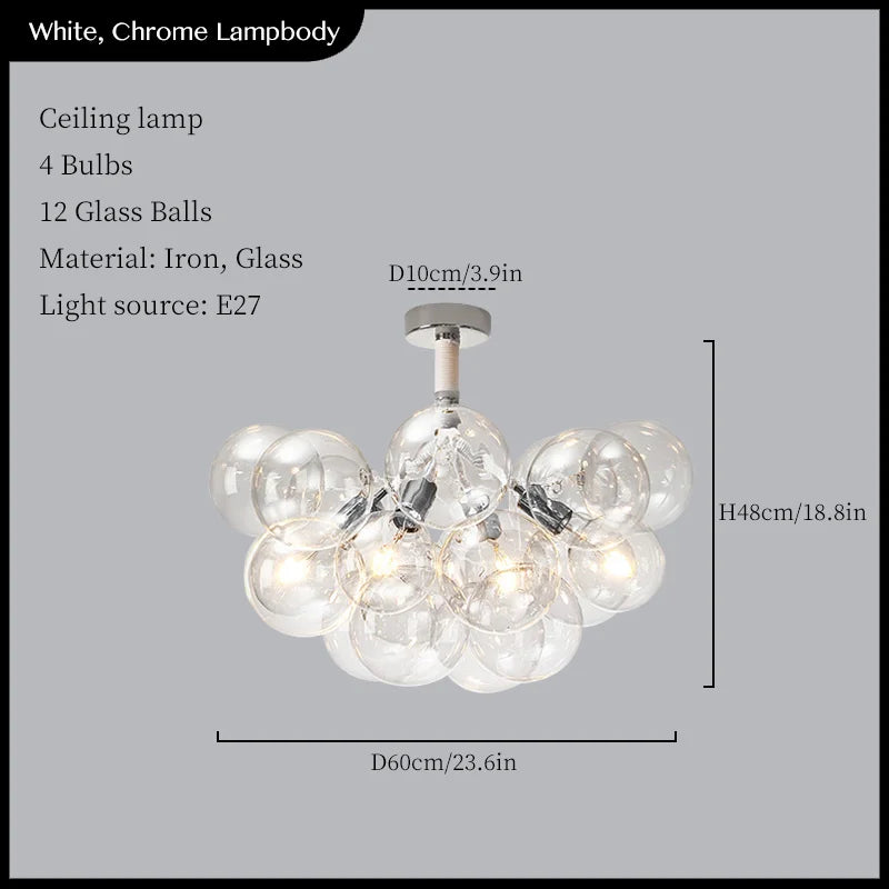 DecorBites™ Glass Balls Ceiling Pendant Lights Minimalist Living Room Chandelier Shop Bar Decor