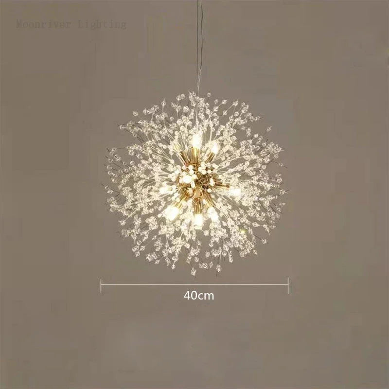 DecorBites™ Dandelion Crystal Chandelier: Modern Nordic Style LED Pendant Light for Living Room