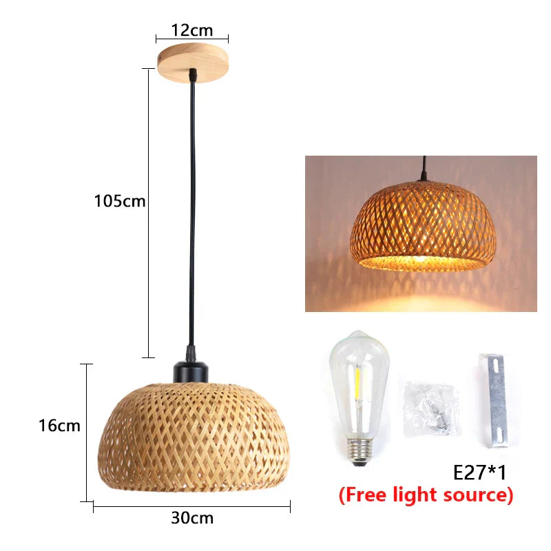 DecorBites™ Bamboo Rattan Pendant Chandelier for Dining Room and Restaurant Lighting