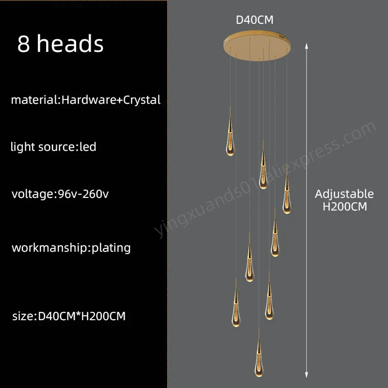 DecorBites™ Crystal Pendant Chandelier for High Ceilings