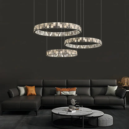 DecorBites™ Crystal Lustre Circle Chandelier LED Lights - Modern Luxury Minimalism décor