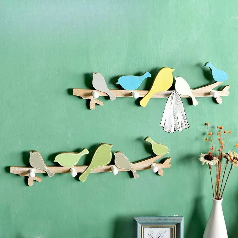 DecorBites™ Birds Coat Rack: Creative Wooden Hook Rail for Home Decor