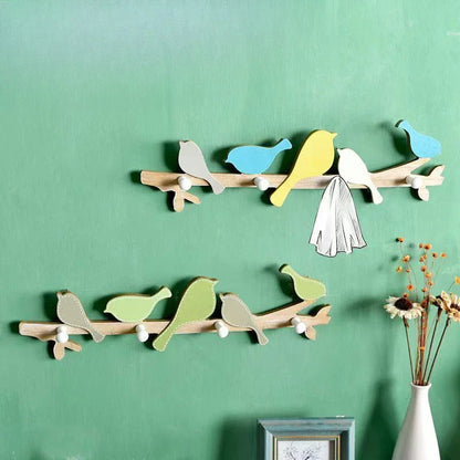 DecorBites™ Birds Coat Rack: Creative Wooden Hook Rail for Home Decor