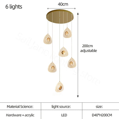 DecorBites™ Golden Acrylic LED Chandeliers for Living Room, Large & Creative Design Villa Lighting