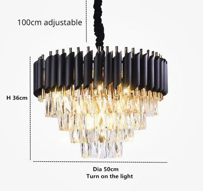 DecorBites™ Golden Crystal Chandelier LED Ceiling Light for Living Room & Lobby