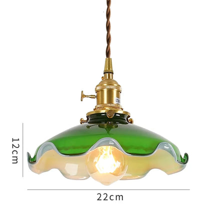 DecorBites™ Green Glass LED Pendant Light for Home Decor & Restaurant Vintage Lighting