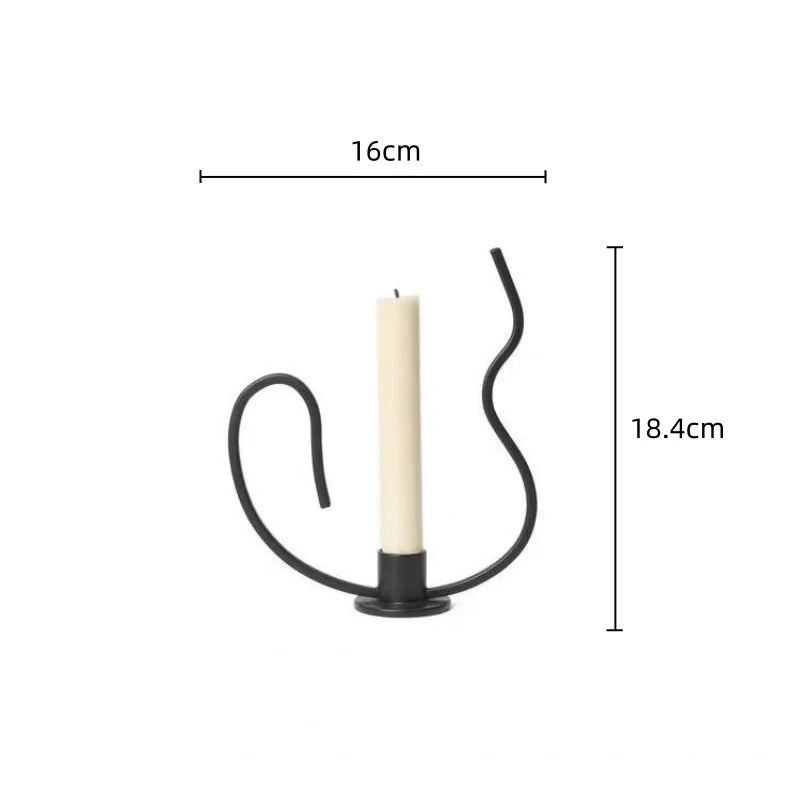 Candelabro geométrico de metal negro DecorBites™ - Decoración artesanal para el hogar y centro de mesa para bodas