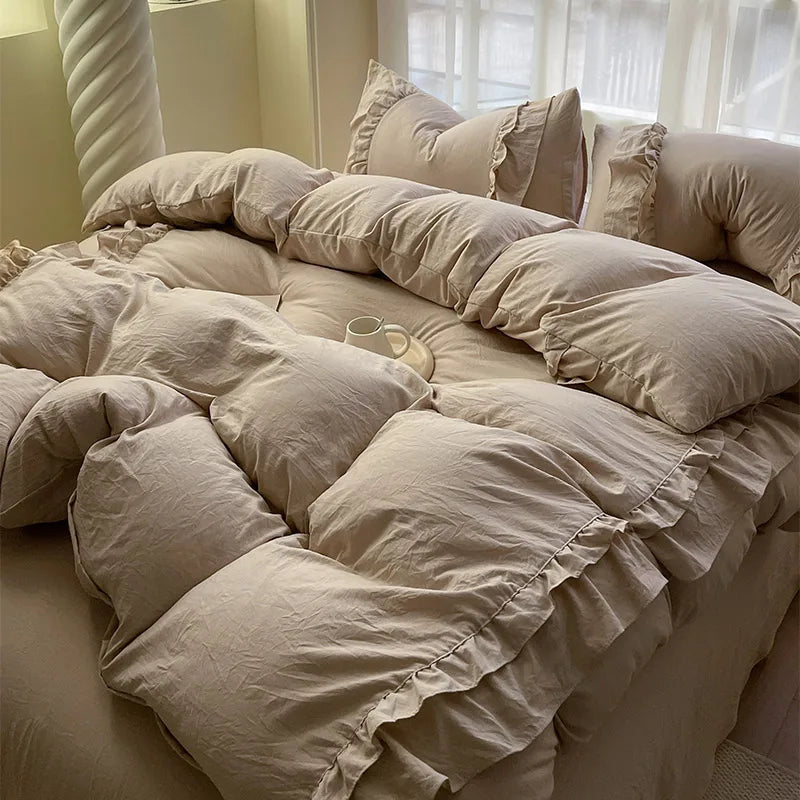 Microfiber Ruffles Bedding Set