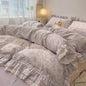 Decobites Princess Style Lace Ruffles Bedding Set - 100% Cotton, 3/4Pcs, Korean Design