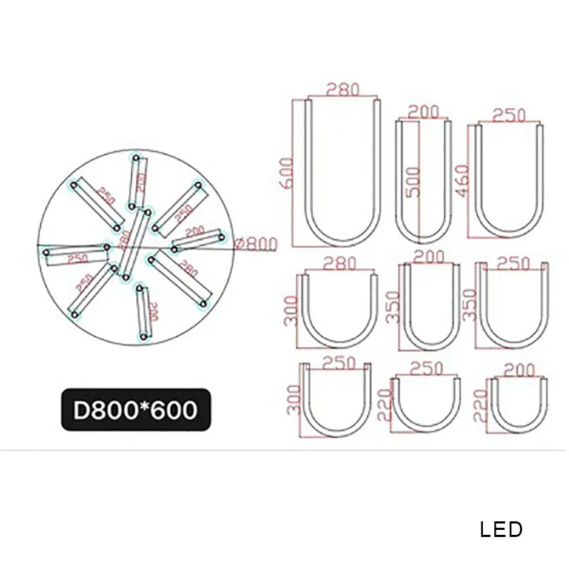DecorBites™ LED U Shape Chandelier Pendant Lamp Dimmable Ceiling Light
