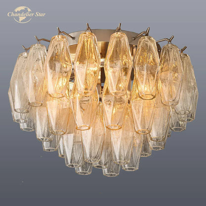 DecorBites™ LED Glass Flushmount Ceiling Lamp Modern Round Fixture - Brass Finish