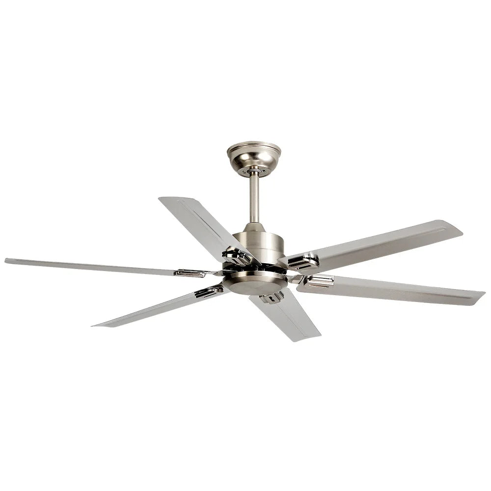 DecorBites™ Large 6-Blade Stainless Steel Ceiling Fan for Living Room, Bedroom, Office