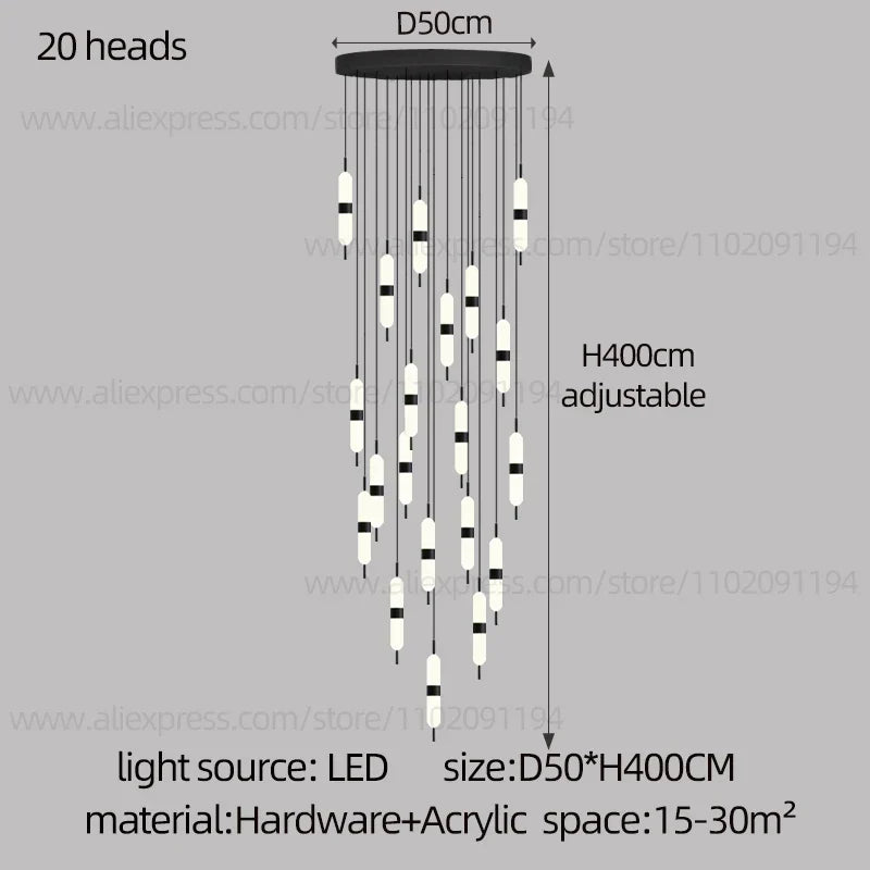 DecorBites™ LED Staircase Chandelier Ceiling Living Room Lighting Decoration