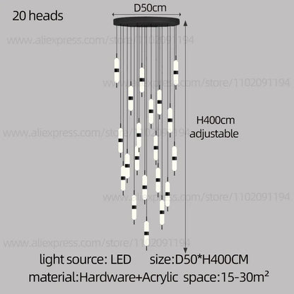 DecorBites™ LED Staircase Chandelier Ceiling Living Room Lighting Decoration
