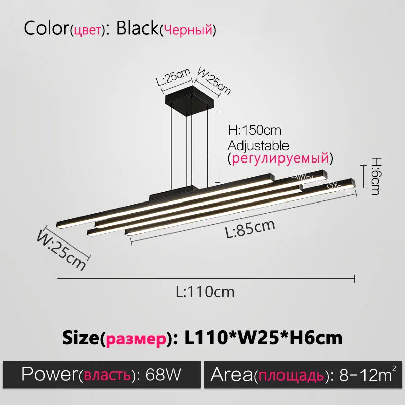 ثريا ديكوربايتس™ السوداء ذات الإضاءة LED بتصميم بسيط لغرفة المعيشة