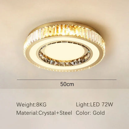 DecorBites™ Gold Crystal Ceiling Chandelier LED Fixture for Luxury Home Decor