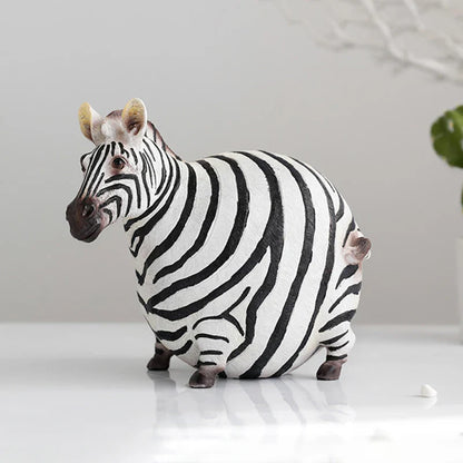 DecorBites™ Cute Fat Zebra Resin Animal Figurine Sculpture Desktop Art Decoration