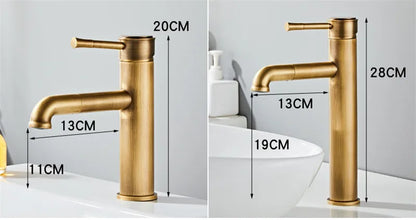 DecorBites™ Antique Bronze Basin Faucet: Hot & Cold Brass Sink Mixer Tap, Deck Mounted