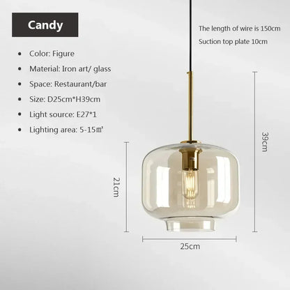 DecorBites™ Industrial Glass Pendant Light for Living Room Kitchen Chandeliers