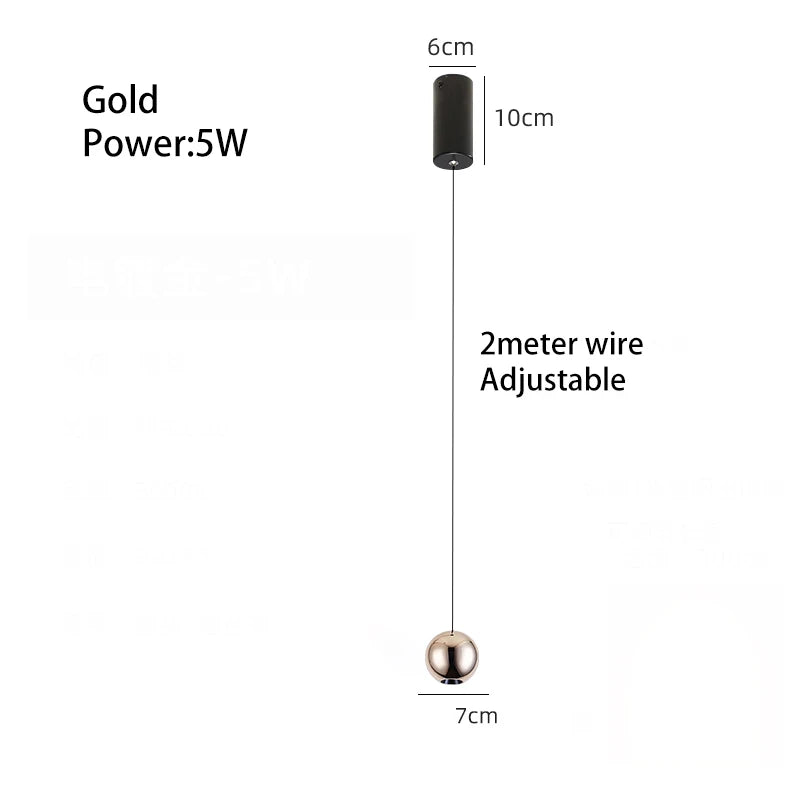 DecorBites™ LED Ball Pendant Light: Minimalist Bedroom Chandelier & Table Lamp