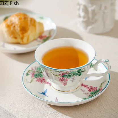 Juego de taza y platillo de porcelana Green Willow de DecorBites™ - Vajilla elegante y taza de café