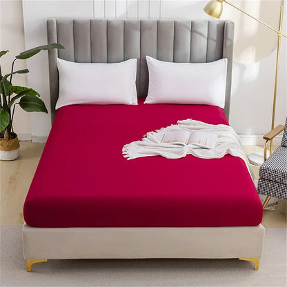 DecorBites™ Brushed Fitted Mattress Cover with Deep Pockets – European Skin-Friendly, Durable Solid Bedding