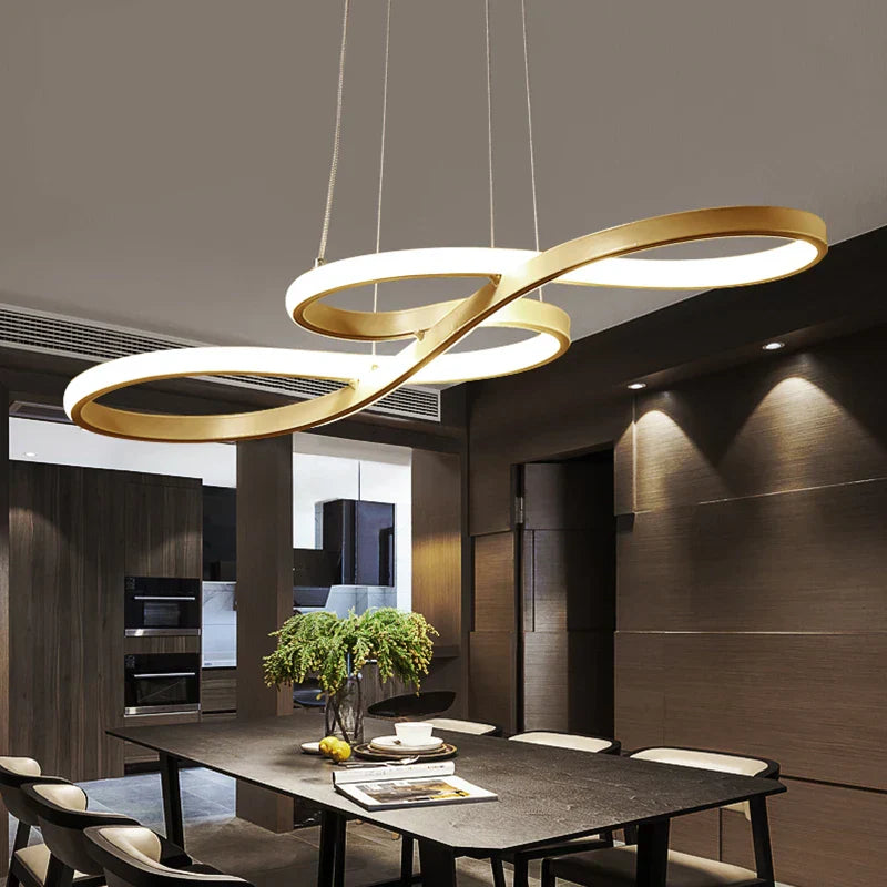 DecorBites™ Gold LED Chandelier: Modern Nordic Dining Room Pendant Lights, Ideal for Kitchen, Bar, Office.