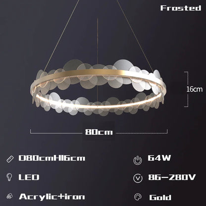 DecorBites™ Frost Texture LED Ring Chandelier for Living Room Office Ceiling