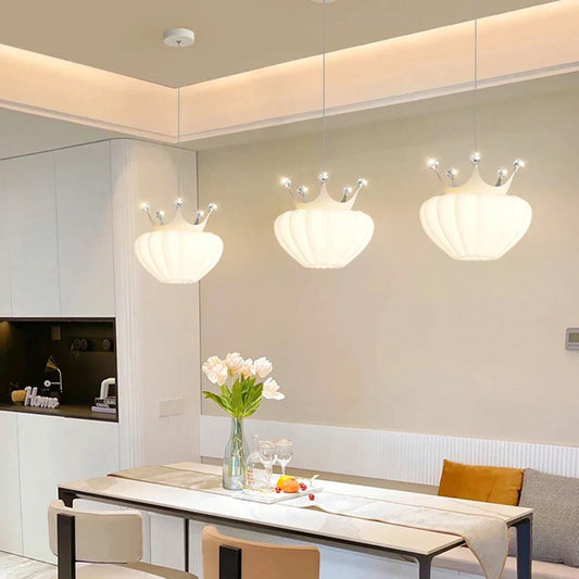 DecorBites™ Gold Crown Pendant Light: Luxe Cloud Hanging Lamp for Children's Bedroom and Living Room