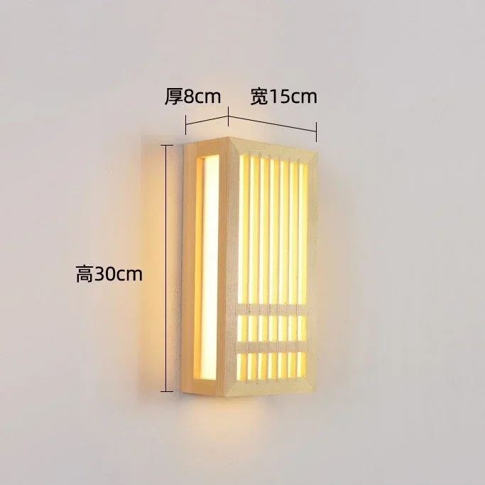 Lámpara de pared LED DecorBites™ de madera, rectangular, de acrílico, para mesita de noche en la sala de estar
