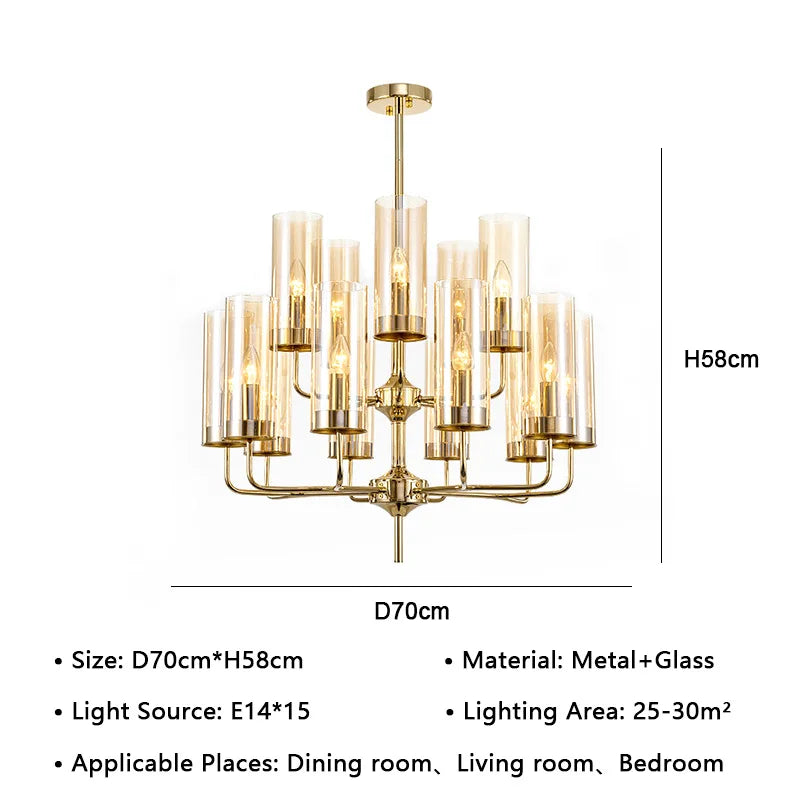 DecorBites™ American Lustre Glass Chandelier LED Pendant Light Fixture