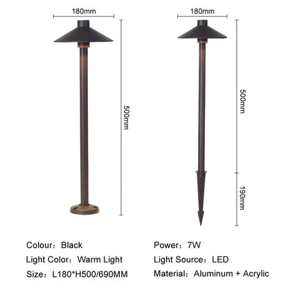 Foco LED para césped DecorBites™: Foco de aluminio impermeable para exteriores, ideal para patios, jardines, parques y senderos.