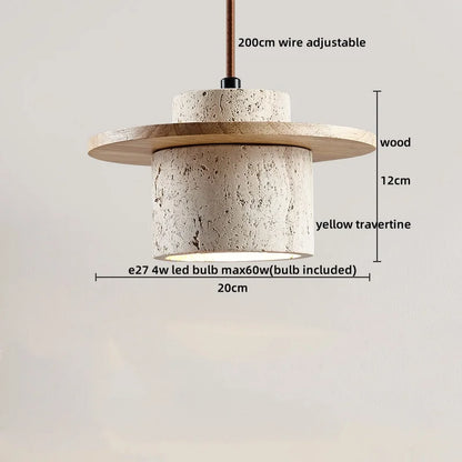 DecorBites™ LED Hanging Lamp: Yellow Travertine Japanese Style Pendant Light for Home Decoration